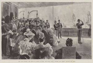 La Revue navale, le Prince de Galles à bord du yacht royal Victoria et Albert saluant la flotte